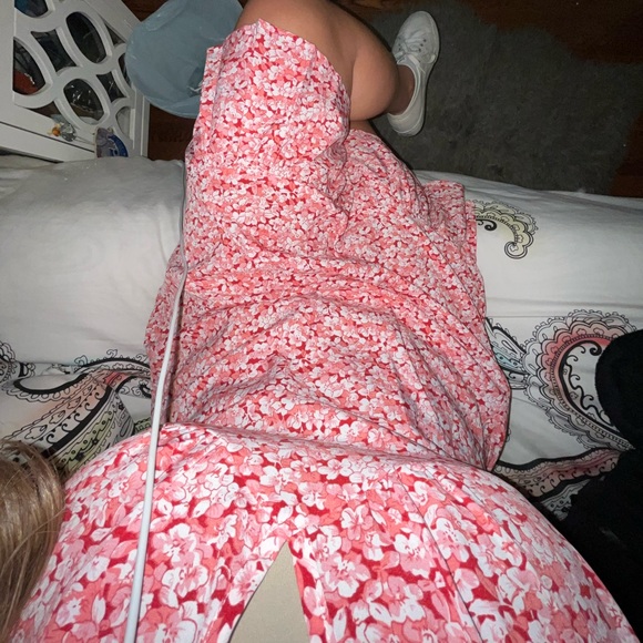 Ditsy Floral Puff Sleeve Ruffle Hem Dress - Picture 5 of 6